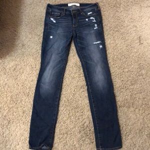 Dark Wash Slightly Distressed Jeans